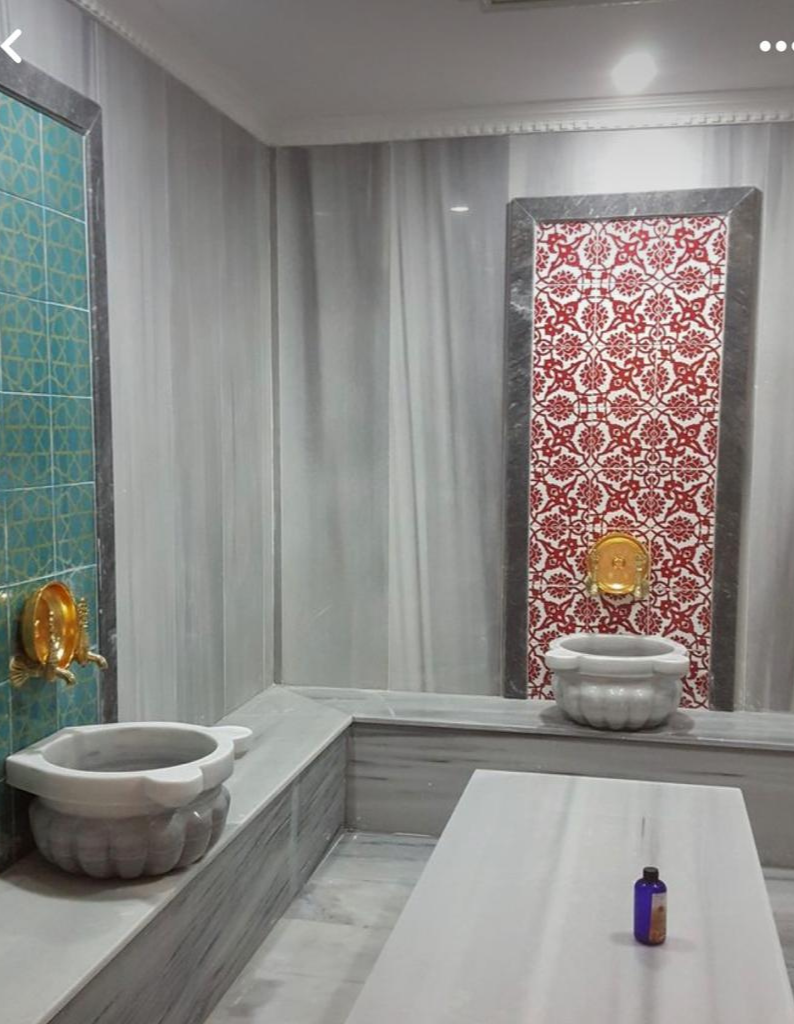 Hamam Çini-43- Kurna Arkası Çini Türkmen Yıldızı Modeli,  Hamam Çini pano modelleri, Lider Çini