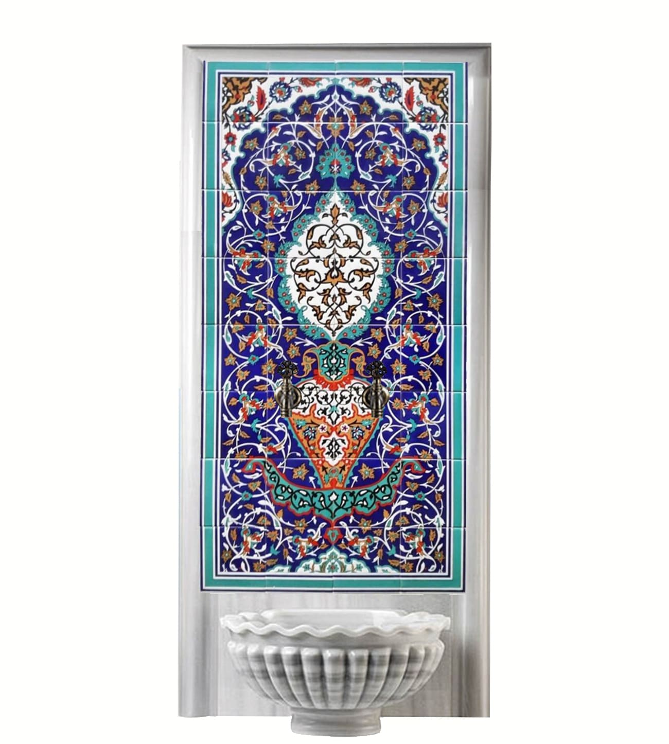 Hamam Çini-132- 80x160 Hamam Çini Porselen Lacivert Pano, Lider Çini