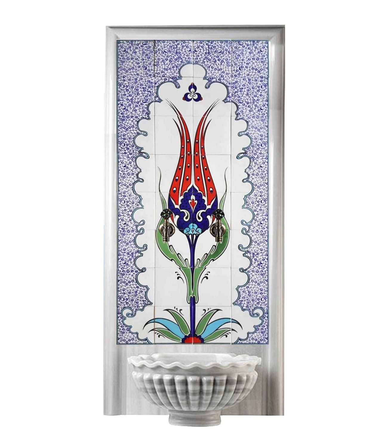 Hamam Çini-133- 60x120 Kurna Önü Çini Pano, Hamam Kurna Çinileri, Lider Çini