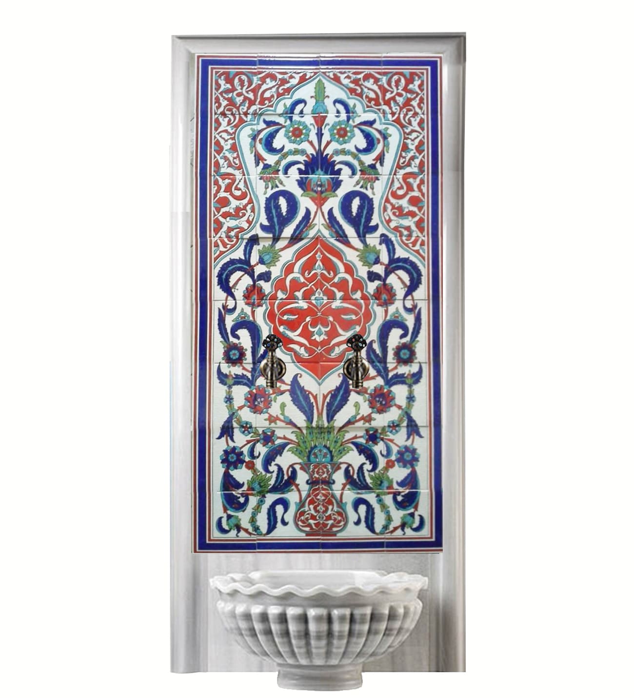 Hamam Çini-80-   80x160 Kurna Arkası Çini Pano Saksılı, Çini pano çeşitleri, Lider Çini