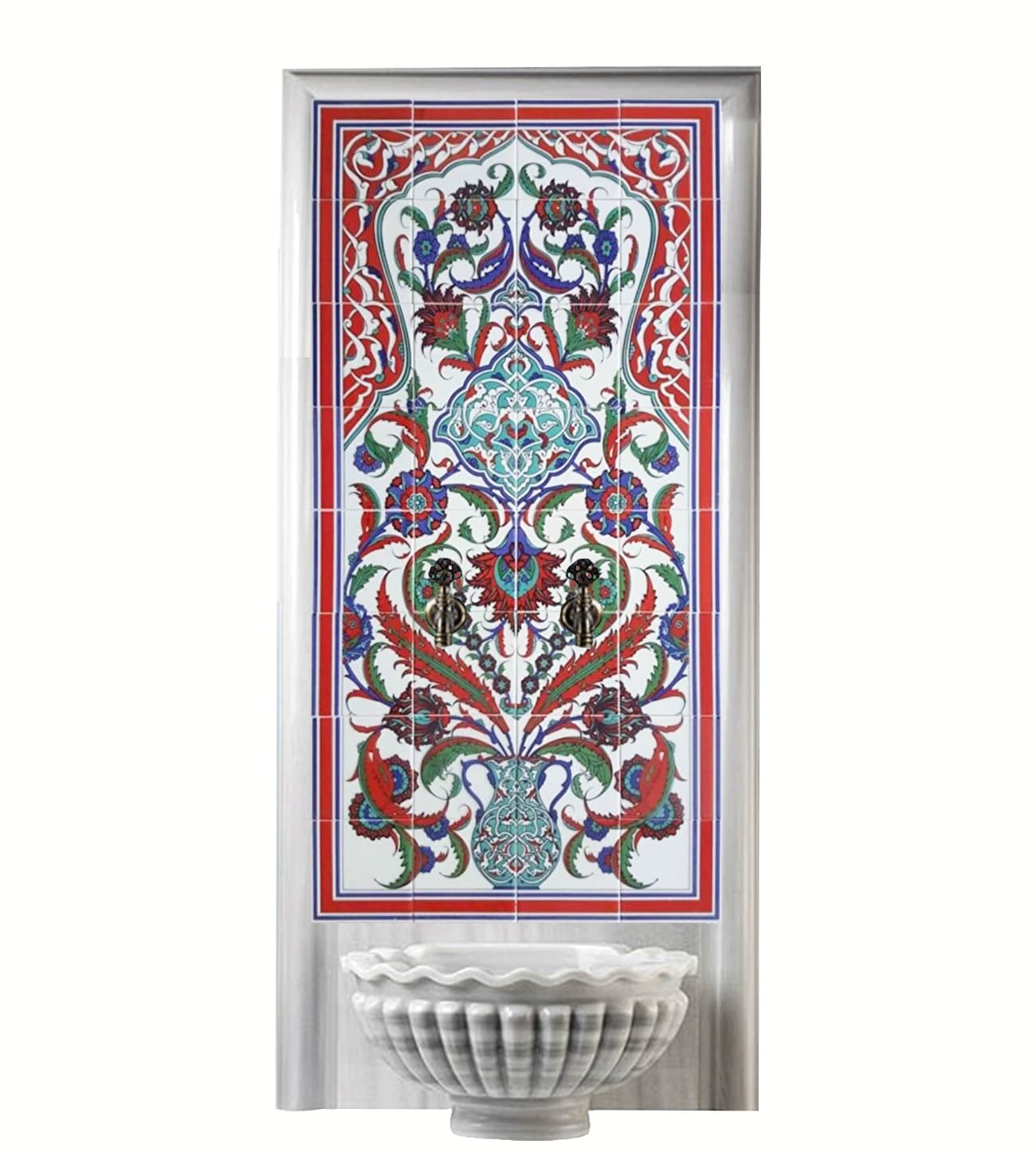 Hamam Çini-92- 80x160 Kurna Arkası Çinili Pano, Hamam Banyo Çini Seramik, Lider Çini