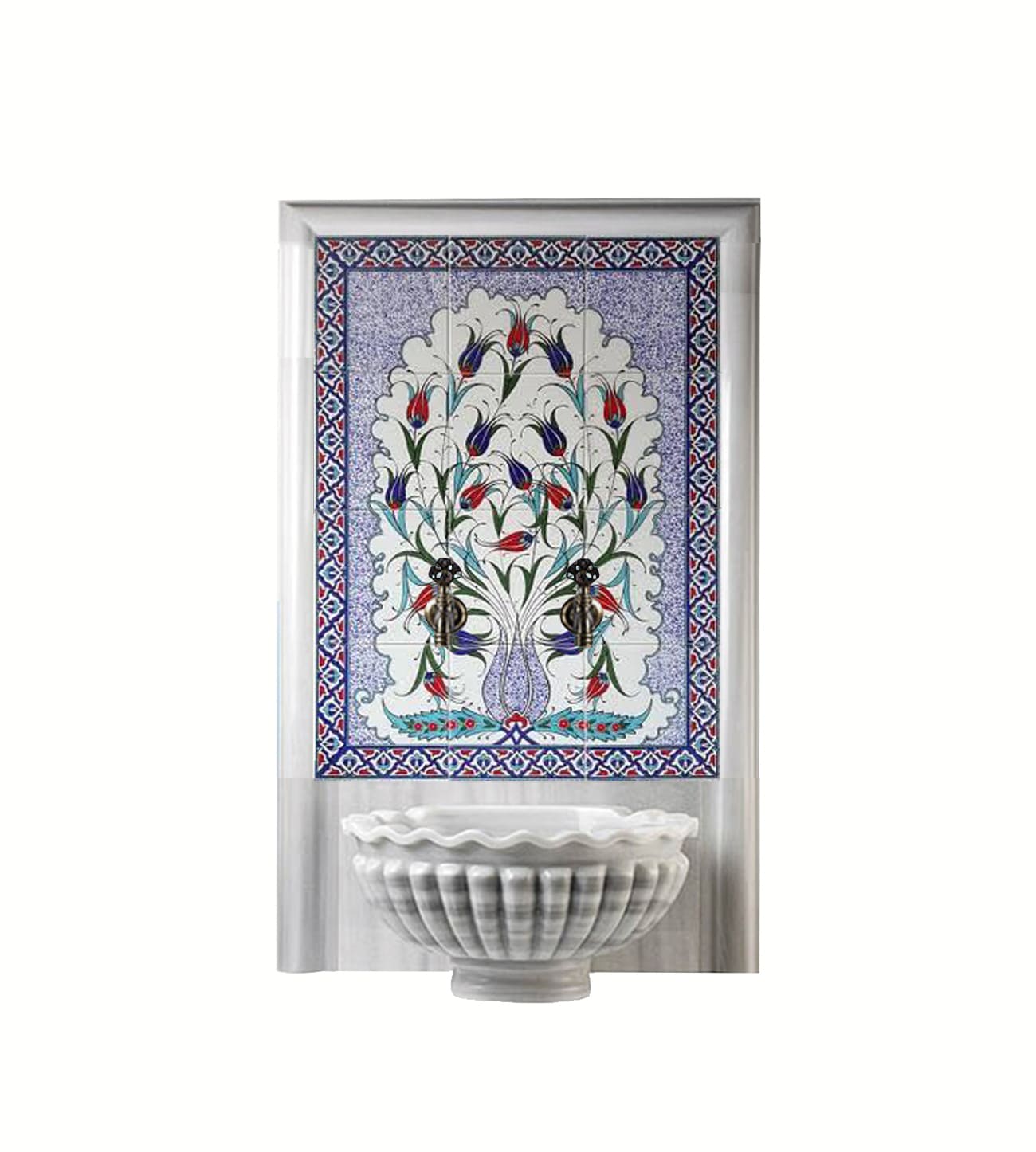 Hamam Çini-98- 80x160 Kurna Arkası Lalezar Çini Pano, Osmanlı Hamam Modelleri, Lider Çini