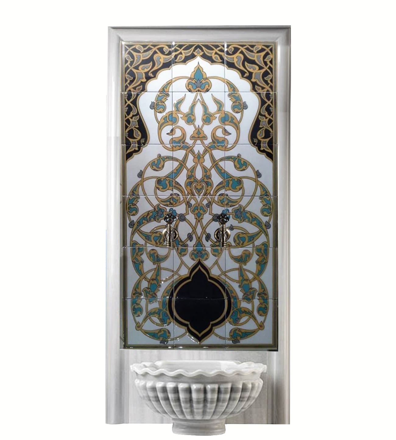 Hamam Çini-99- 60x120 Kurna Arkası Çini Pano modelleri, Türk Hamamı Modelleri, Lider Çini