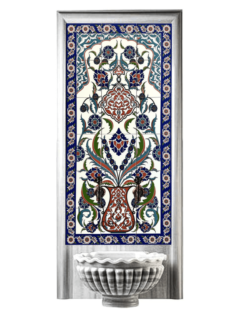 Hamam Çini-04- 60x120 Hamam Kurna Arkası Çini Saksı Pano, Lider Çini,